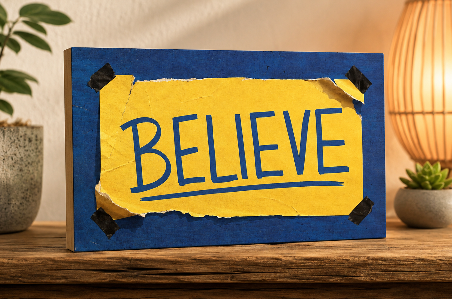 BELIEVE - Ted Lasso inspiriert Holzleinwand