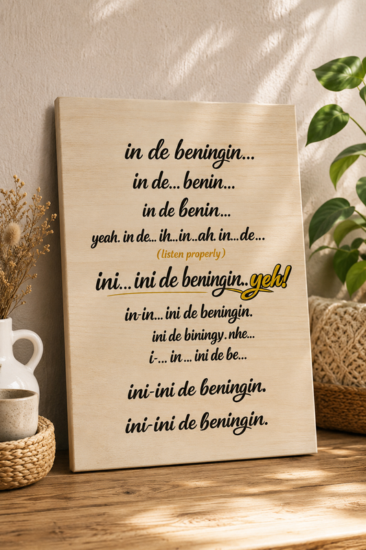 In de beningin - Sean Paul Meme auf Holzleinwand